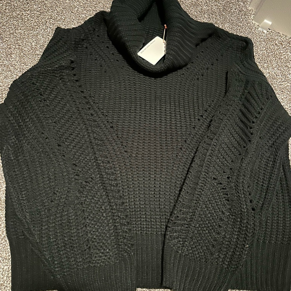 Skies Are Blue Black Cowl Neck Sweater